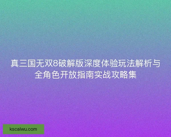 真三国无双8破解版深度体验玩法解析与全角色开放指南实战攻略集