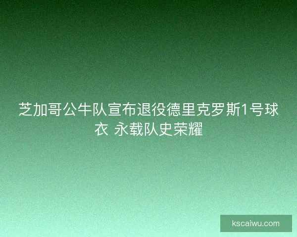 芝加哥公牛队宣布退役德里克罗斯1号球衣 永载队史荣耀