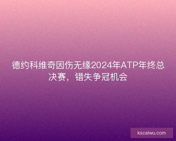 德约科维奇因伤无缘2024年ATP年终总决赛，错失争冠机会